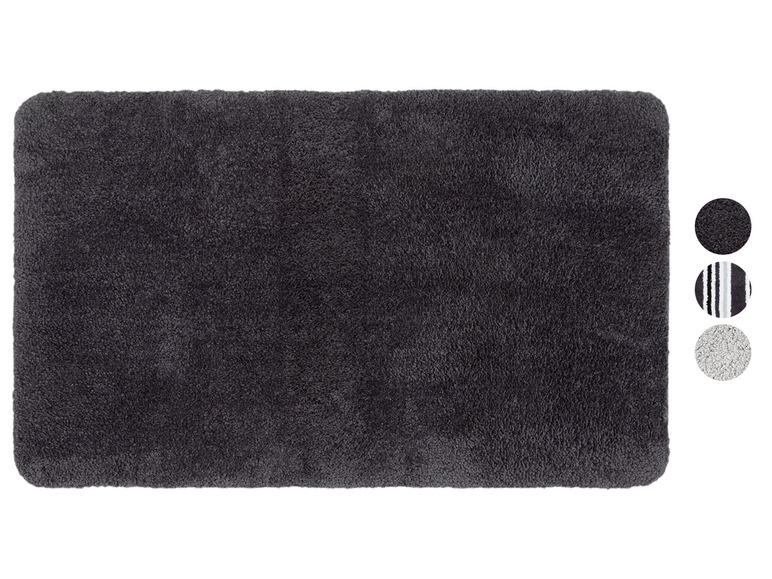 Dunkelgrauer Badeteppich aus Frottee.