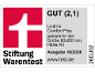 Stiftung Warentest Testsieger-Label für die Livarno Comfort Plus Matratze mit der Note GUT (2,1).