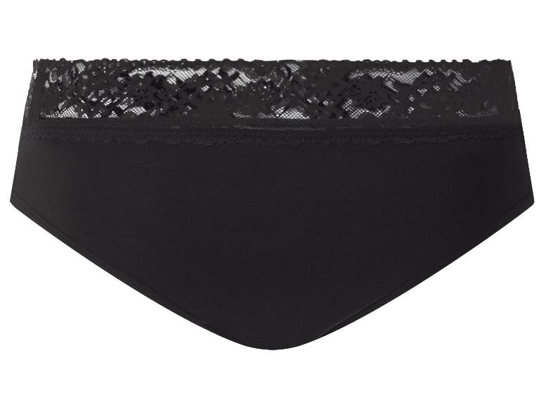 Schwarzer Damen-Slip mit Spitzendetails am Bund.