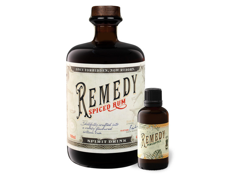 Gehe zu Vollbildansicht: Spiced Rum 41,5% Vol + 5cl Remedy Pineapple 40% Vol - Bild 1