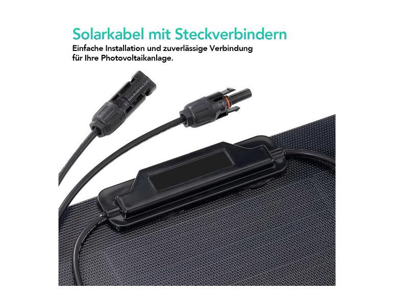 Solarkabel mit Steckverbindern für einfache und zuverlässige Photovoltaikanlage.