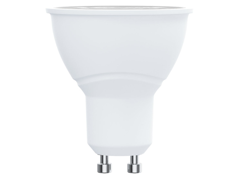 Eine weiße GU10 LED-Lampe.