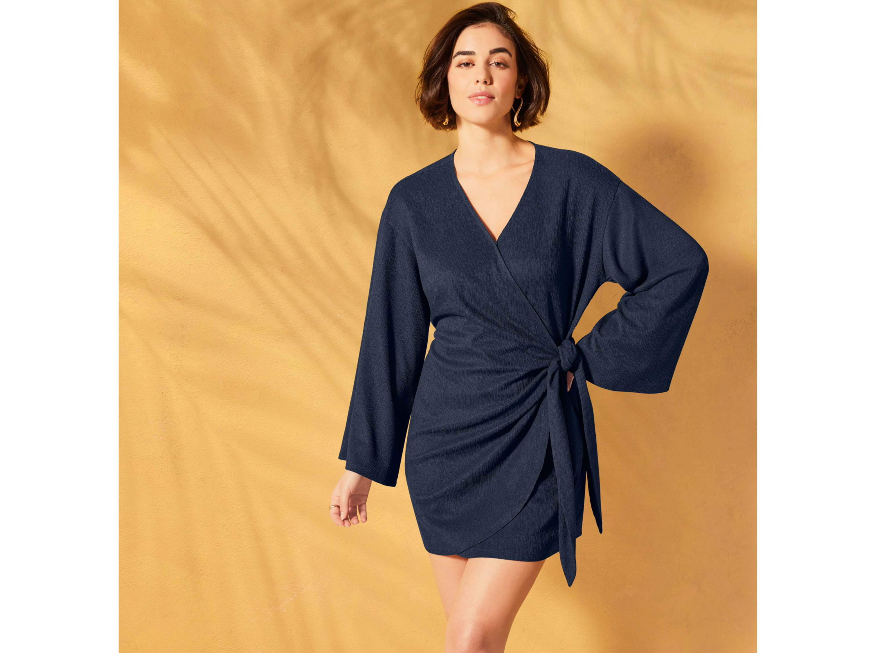 ESMARA® Damen Kleid kurz Wickeloptik (Marine, S (36/38)) – Bild 2 von 4