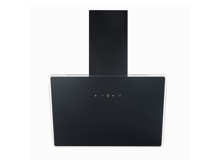 Schwarze Design-Dunstabzugshaube mit Glasfront