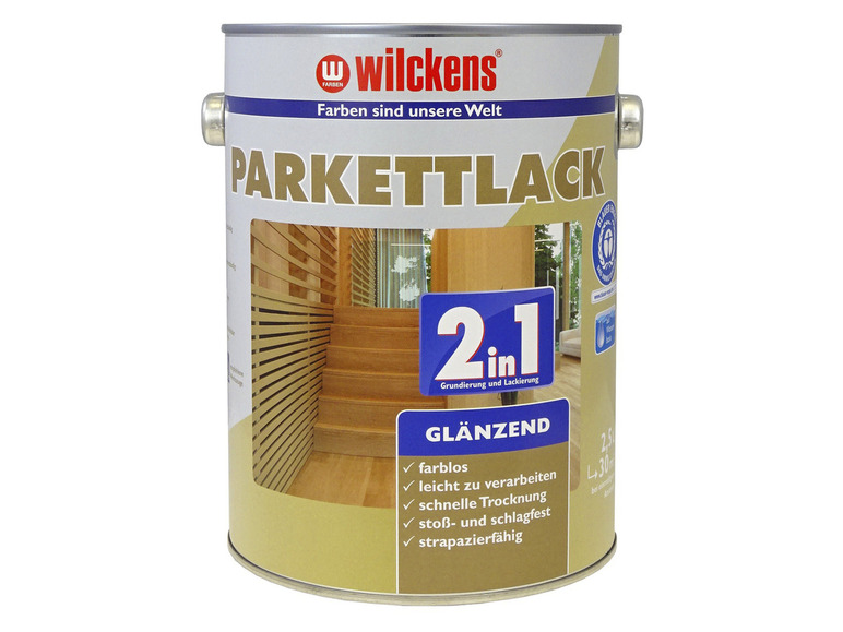 Wilckens Parkettlack 2 in 1, glänzend, für Holz, Grundierung und Lack in einem
