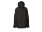 Schwarze wasserdichte Herrenjacke mit Kapuze, Rückansicht.