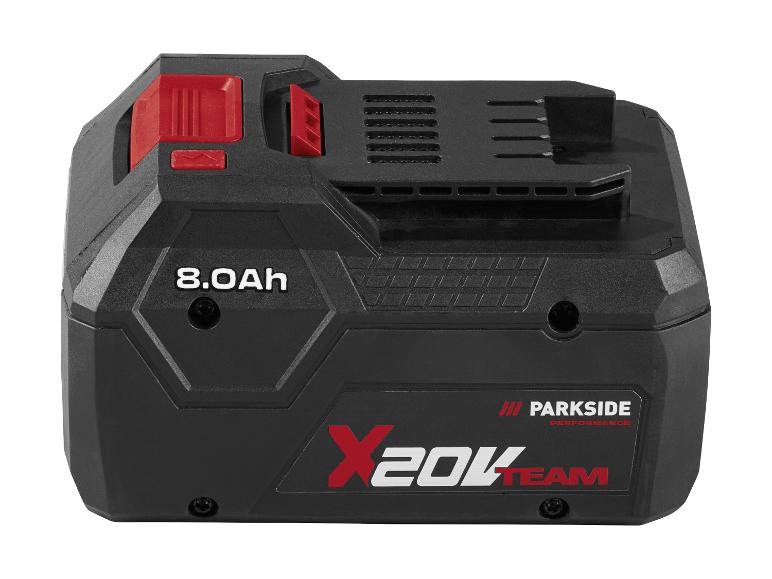 Schwarz-roter Parkside Performance X 20V Team 8.0Ah Akku