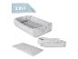 Graues 3-in-1 Babynest mit Matratze und abnehmbarer Bettumrandung.