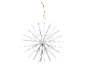 Weiße Schneeflocken-Weihnachtsdekoration mit goldener Schnur.