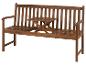 Gartenbank aus Holz mit integriertem Klapptisch.