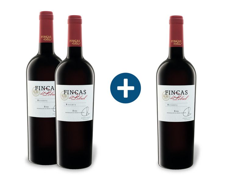 Gehe zu Vollbildansicht: 2 + 1 Paket Fincas del Lebrel Rioja Reserva DOC trocken, Rotwein - Bild 1