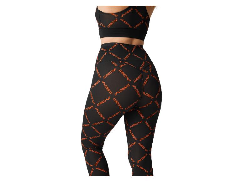 Crivit Damen-Sportset mit Leggings und BH mit wiederholtem Crivit-Logo.
