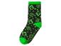 Schwarze Socke mit grünen Pixelgesichtern und grünen Akzenten.