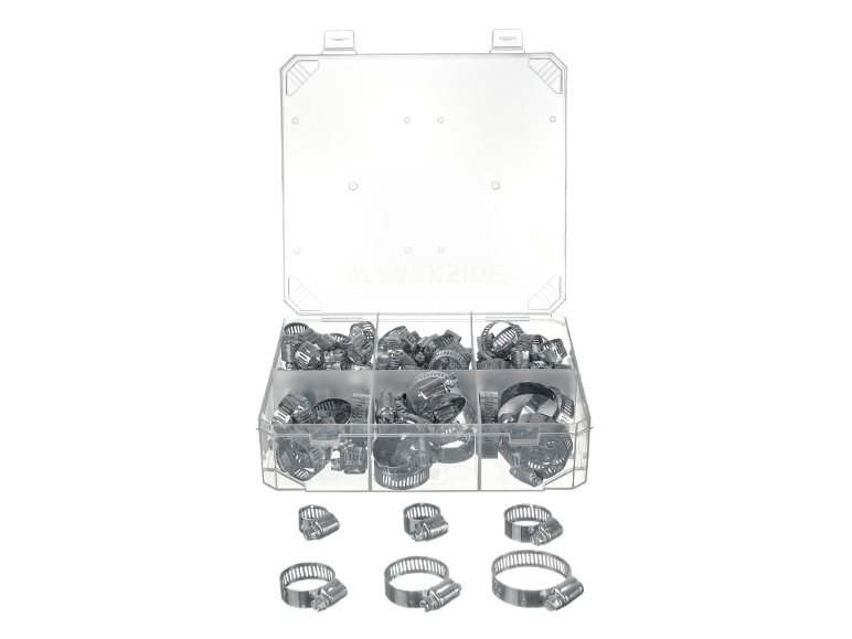 LIDL Schlauchschellen-Set in transparenter Box, verschiedene Größen