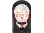 Halloween-Totenkopf-Türklingel mit leuchtenden roten Augen und Spinne am Knopf