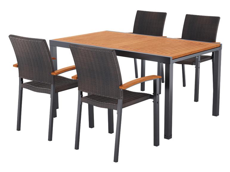 Geflecht-Set »Valencia«, 5-teilig - Standardtisch & 4 Stapelstühle