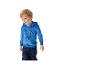Junge in blauem Sonic the Hedgehog Hoodie und Jeans.