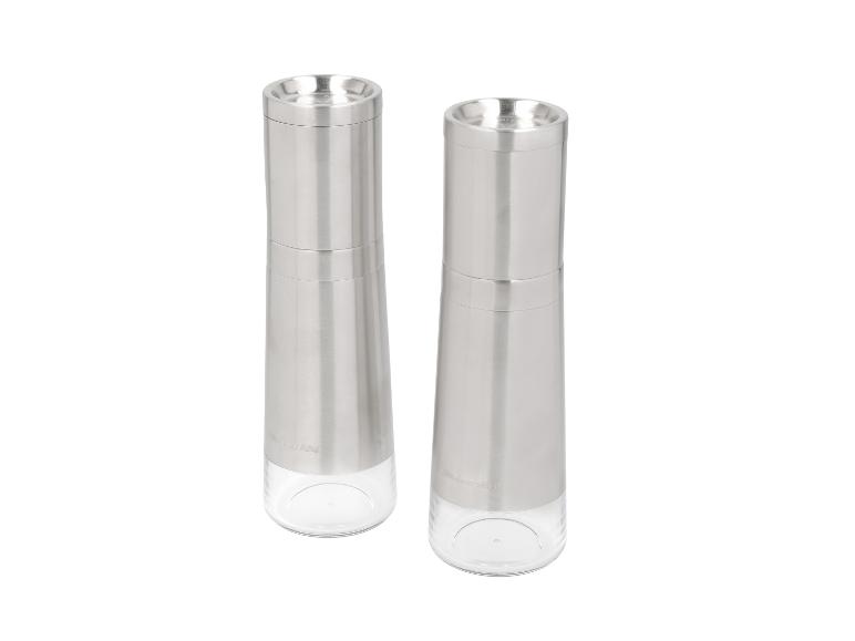 Zwei KitchenAid elektrische Salz- und Pfeffermühlen aus Edelstahl