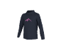 Dunkelblaues Rollkragenshirt mit rosa Bergaufdruck.