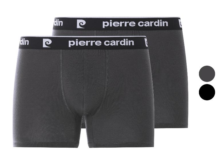 Zwei Paar dunkelgraue Herren-Boxershorts mit schwarz-weißem Markenbund.