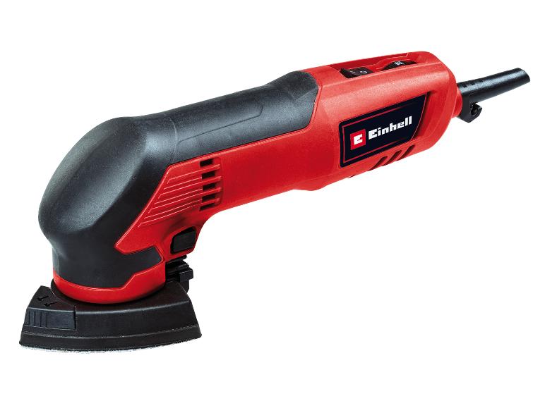 Rot-schwarzer Multischleifer mit ergonomischem Griff und einstellbarer Geschwindigkeit.