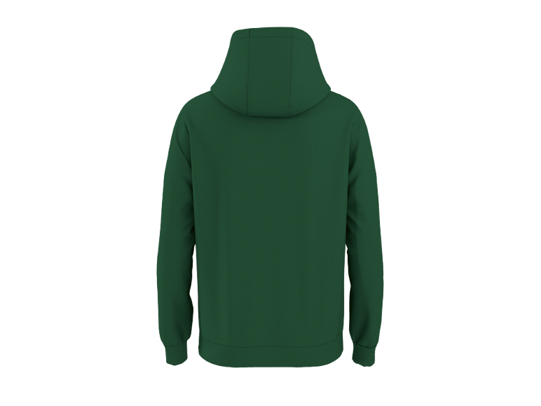 Dunkelgrüner Hoodie, Rückansicht.