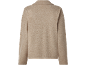 Beiger Strickpullover mit Polokragen, Rückansicht.