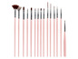 Ein Set rosa Nagelpinsel, darunter ein Fächerpinsel.