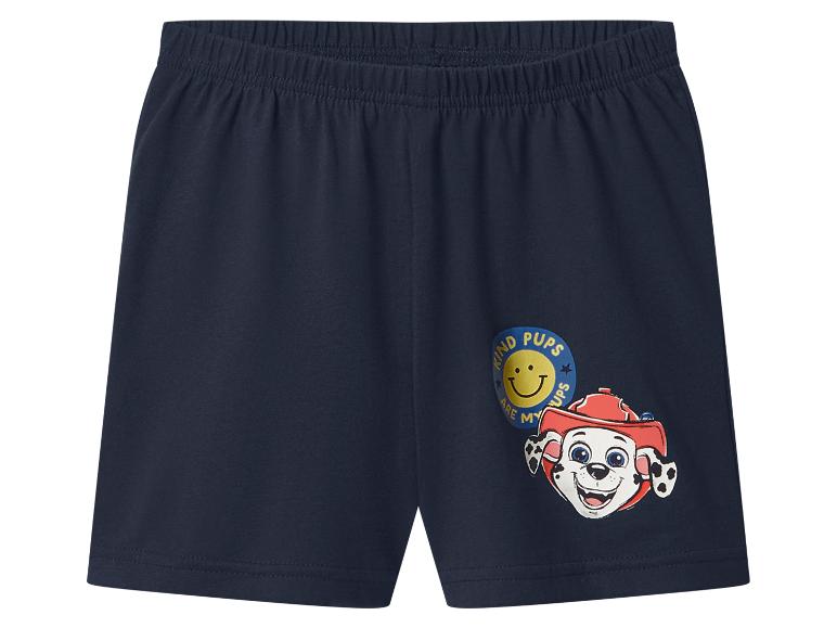 Dunkelblaue Kinder-Shorts mit Smiley- und Welpen-Aufdruck