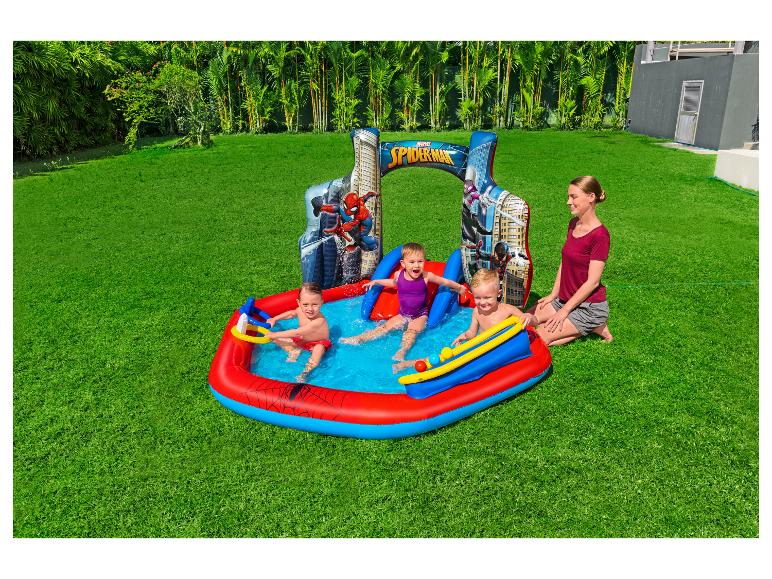 Spiderman aufblasbares Schwimmbecken und Spielset für Kinder.
