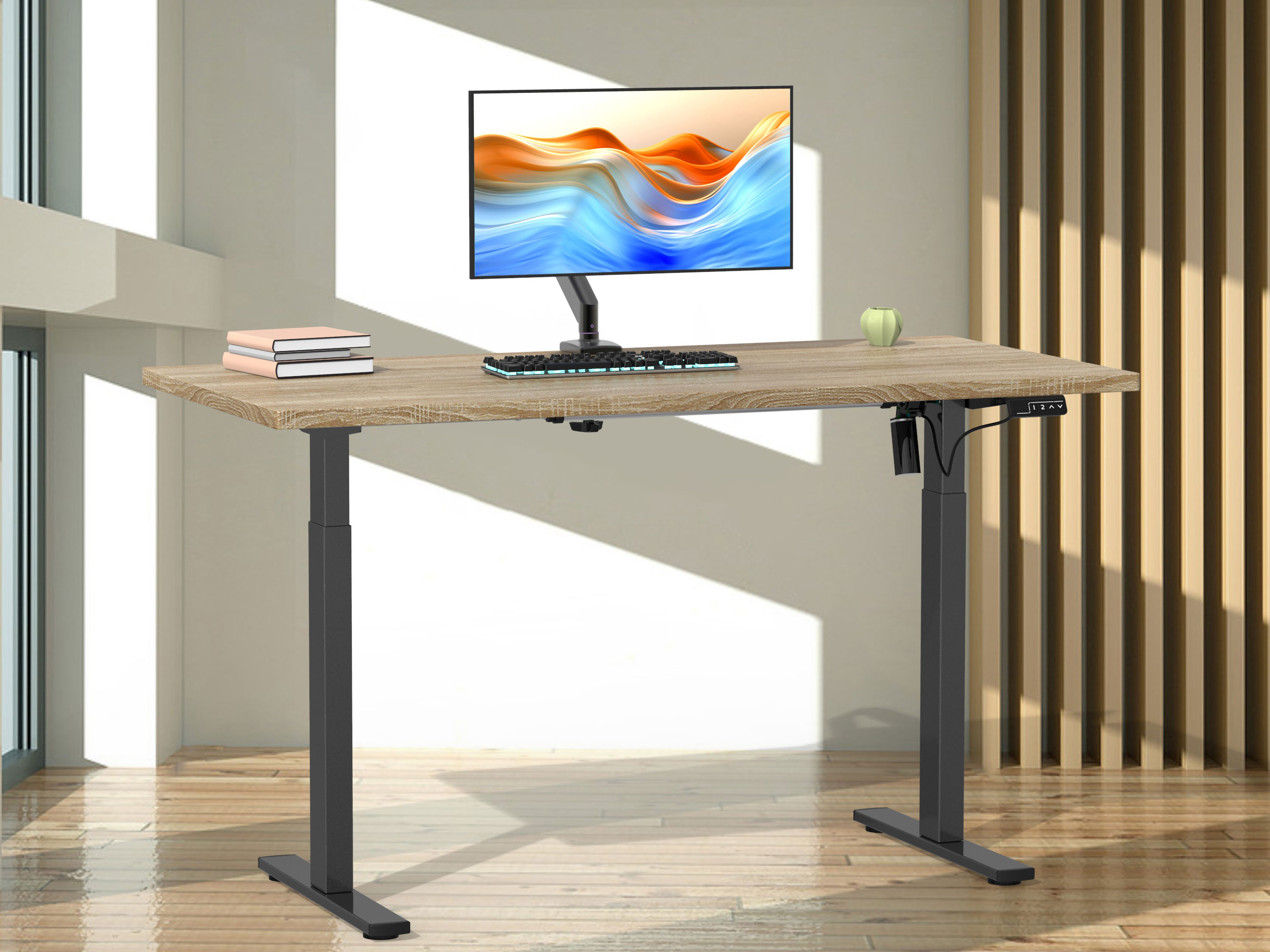 VCM Schreibtisch E-Lona (Sonoma-Eiche/schwarz, 110 x 80 cm) – Bild 2 von 4