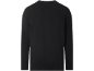 Rückenansicht eines schlichten schwarzen Langarmshirts.