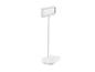 Weiße LED-Tischleuchte mit flexiblem Arm und rechteckigem Sockel.