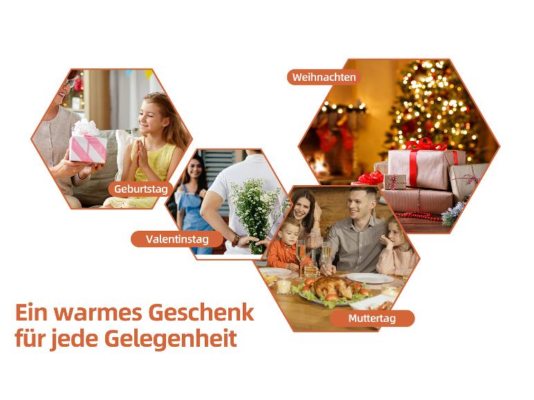 Geschenke für Geburtstage, Valentinstag, Muttertag und Weihnachten.
