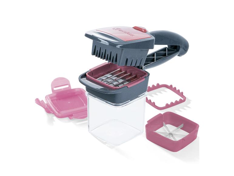 Genius Gemüseschneider mit mehreren austauschbaren Klingen und Behälter.