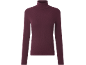 Bordeauxrotes geripptes Langarm-Rollkragenshirt.