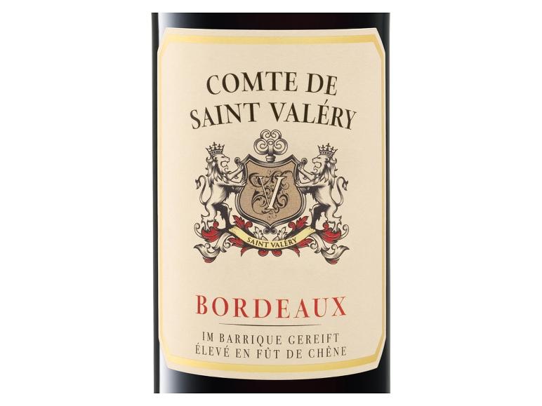Flaschenetikett des Comte de Saint Valéry Bordeaux Rotweins