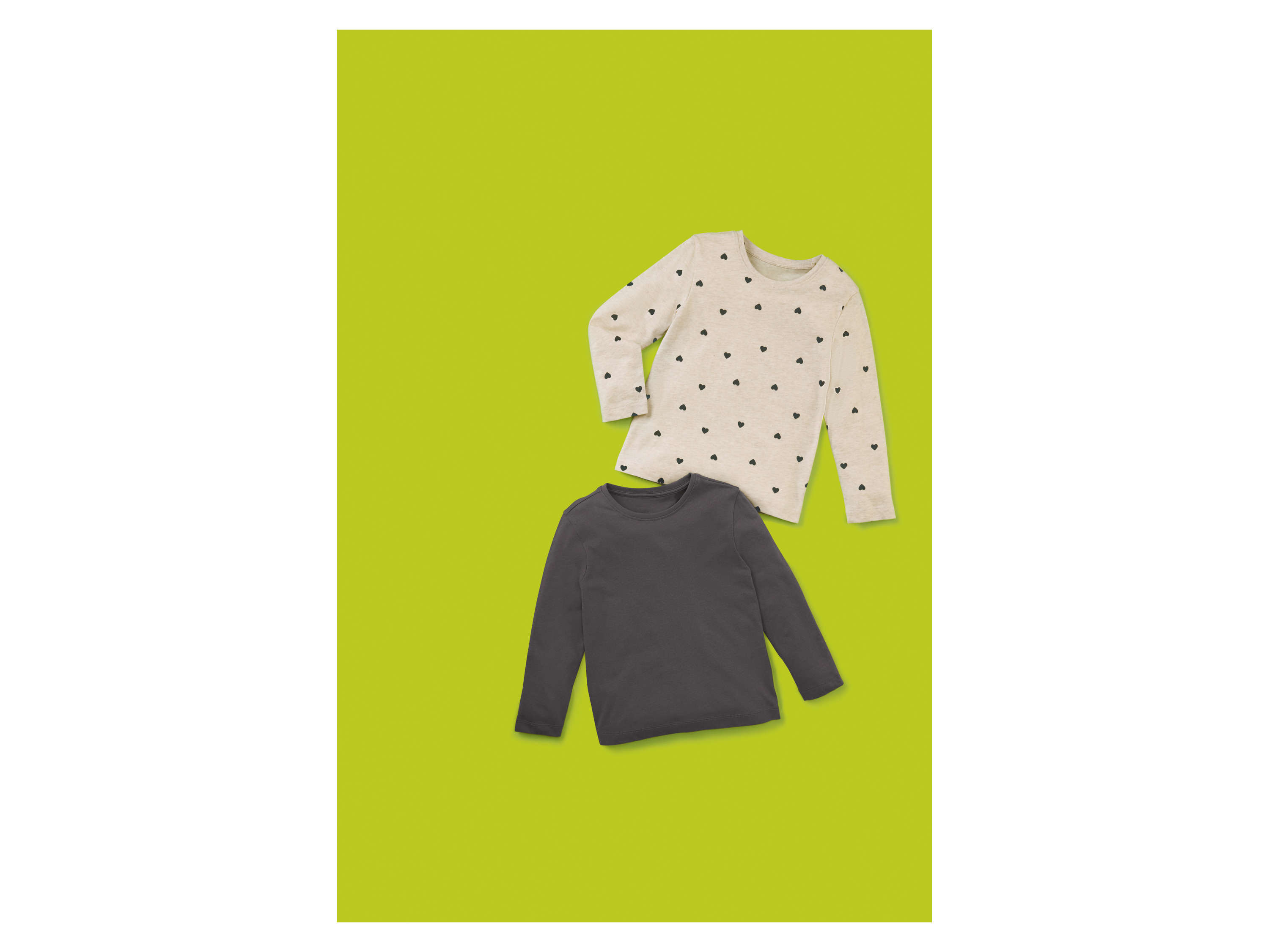 LUPILU® Kleinkinder Mädchen Jungen Langarmshirt 2 Stück (Gemustert/dunkelgrau, 122/128) – Bild 2 von 4