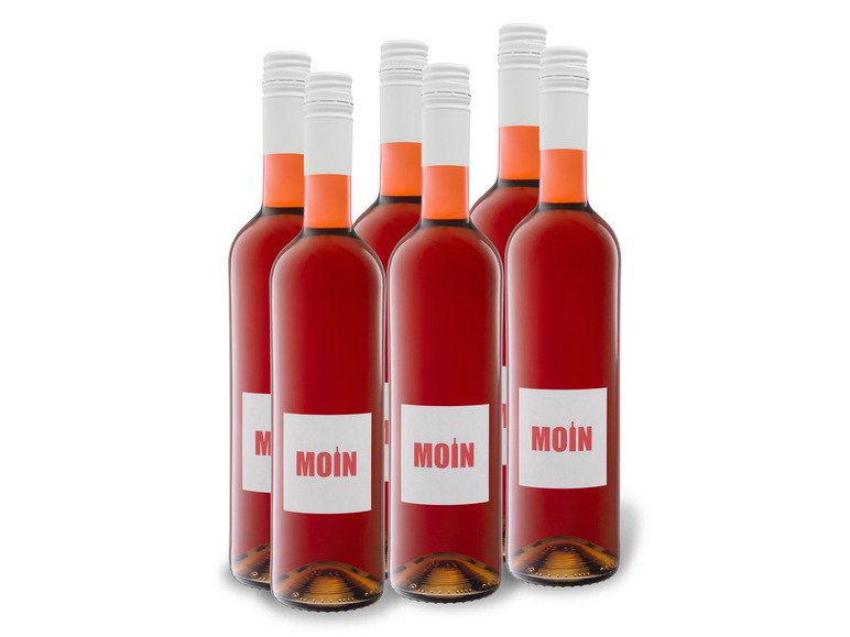 Gehe zu Vollbildansicht: 6 x 0,75-l-Flasche Weinpaket MOIN Rosé Cuvée Rheinhessen QbA halbtrocken, Roséwein - Bild 1