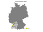 Eine Karte Deutschlands mit der Weinbauregion Baden markiert.