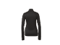 Schwarzes Langarmshirt mit Stehkragen, Rückansicht.