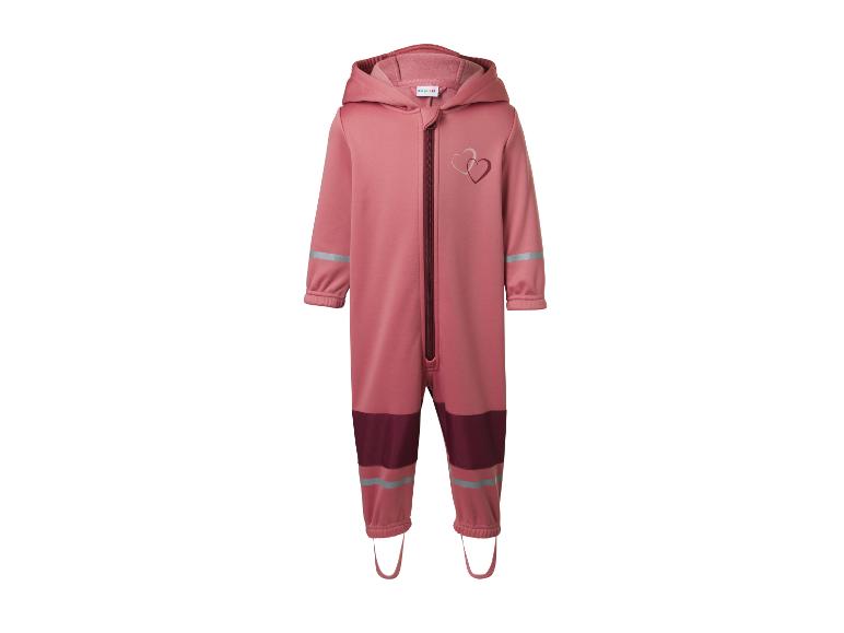 Rosa Kinderoverall mit Kapuze, Reißverschluss und Herzapplikation