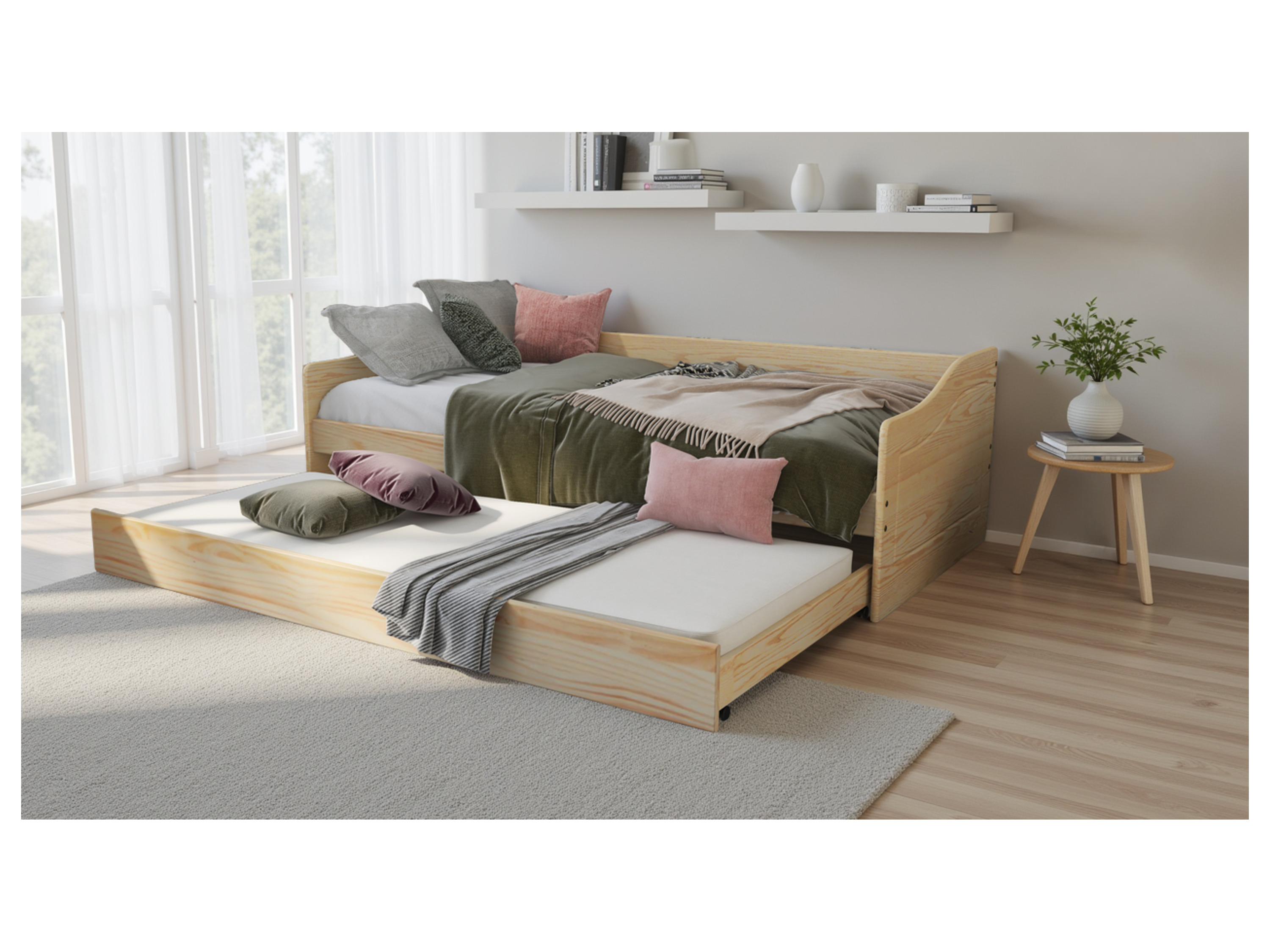 Thumbnail - Inter Link Kinderbett »Leonie«, mit Ausziehbett (Natur, 90 X 200 CM)