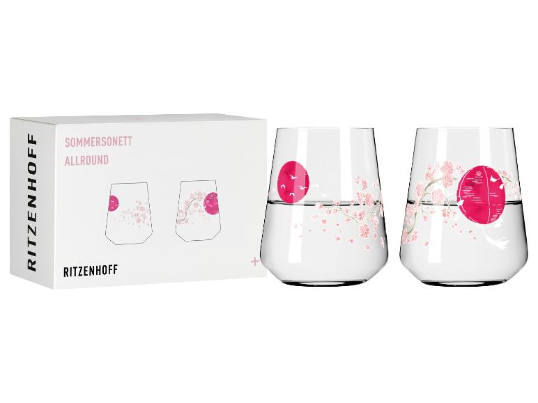 Zwei Gläser mit Kirschblütenmotiv und eine Box mit der Aufschrift „Sommersonett Allround“.