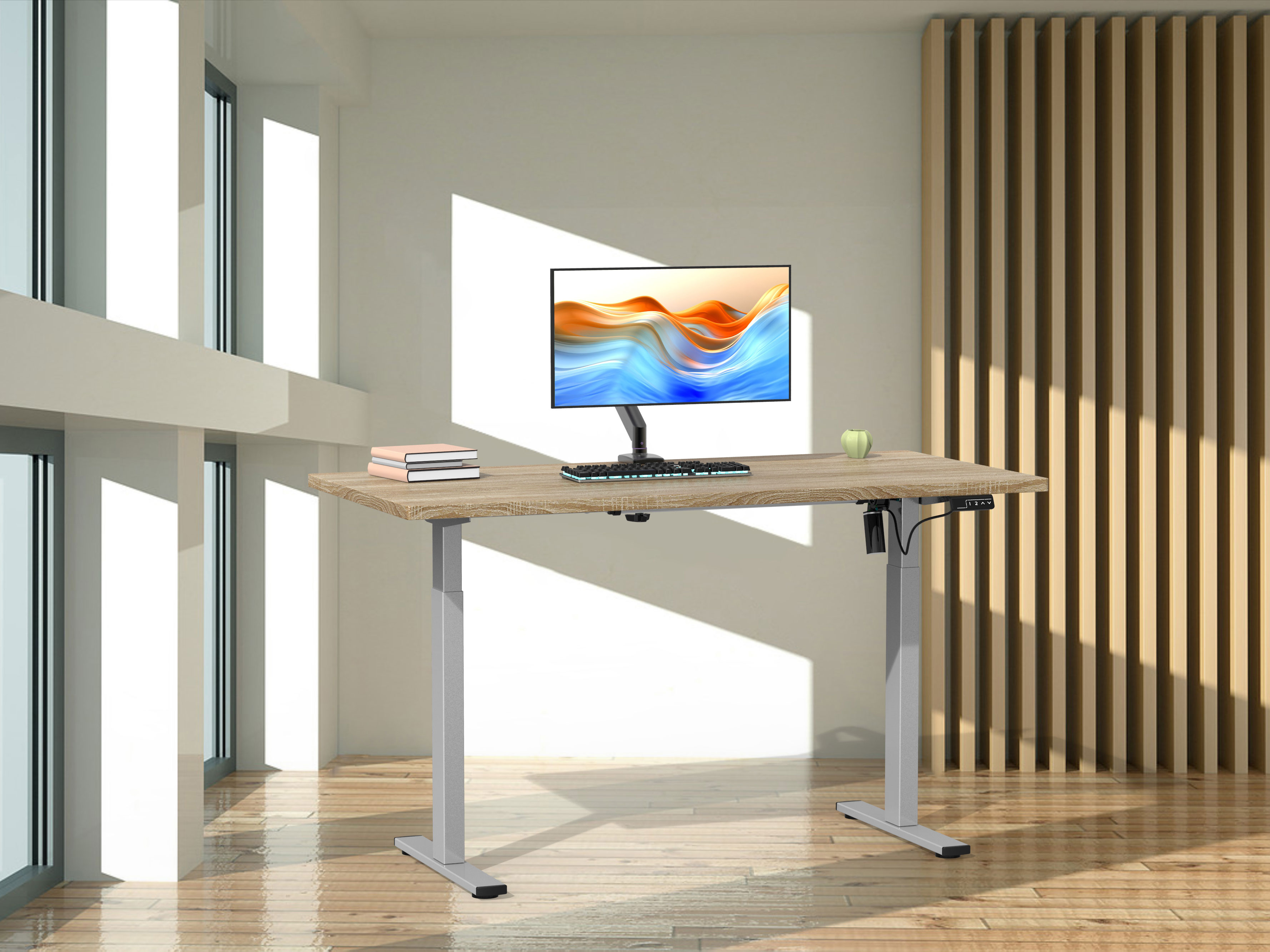 Thumbnail - VCM Schreibtisch E-Lona (Sonoma-Eiche/Silber, 160 x 80 cm)