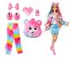 Barbie-Puppe mit Care Bears-Zubehör, inklusive Plüschkopf, Kamm und Kleidung.