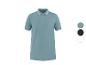 Blaues Kurzarm-Poloshirt mit gestreiftem Kragen und Ärmelbündchen, mit Farboptionen.