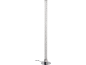 Hohe, klare Blasenröhrenlampe mit silbernem Sockel auf schwarzem Hintergrund.