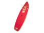 Rotes und beiges aufblasbares Stand-Up-Paddleboard mit strukturierter Oberfläche und Bungee-Seilen.