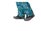 Kinder-Schneehose mit Fuchsmuster und Winterschuhe.